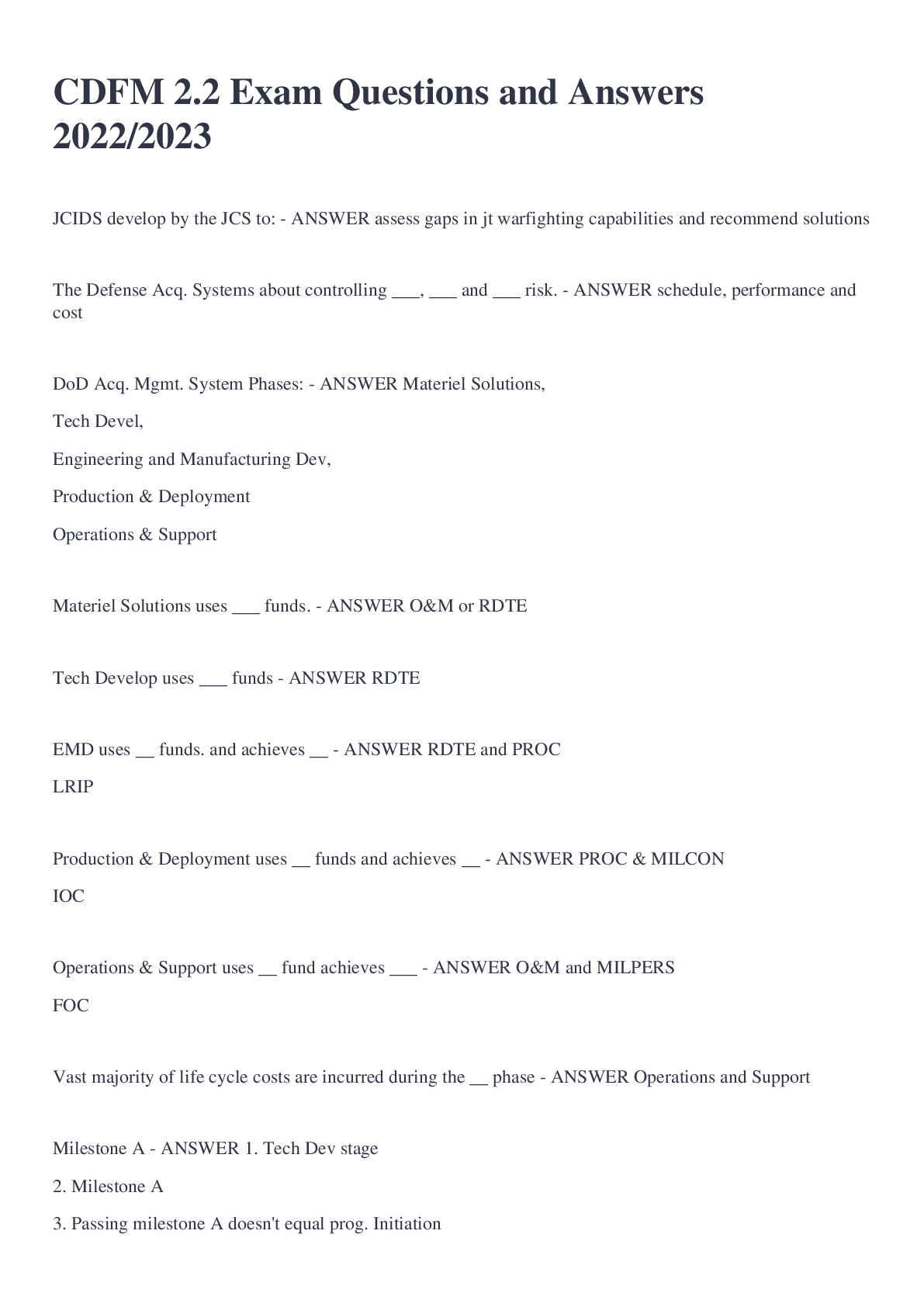 Preview image for CDFM 2.2 Exam Questions and Answers 2022/2023